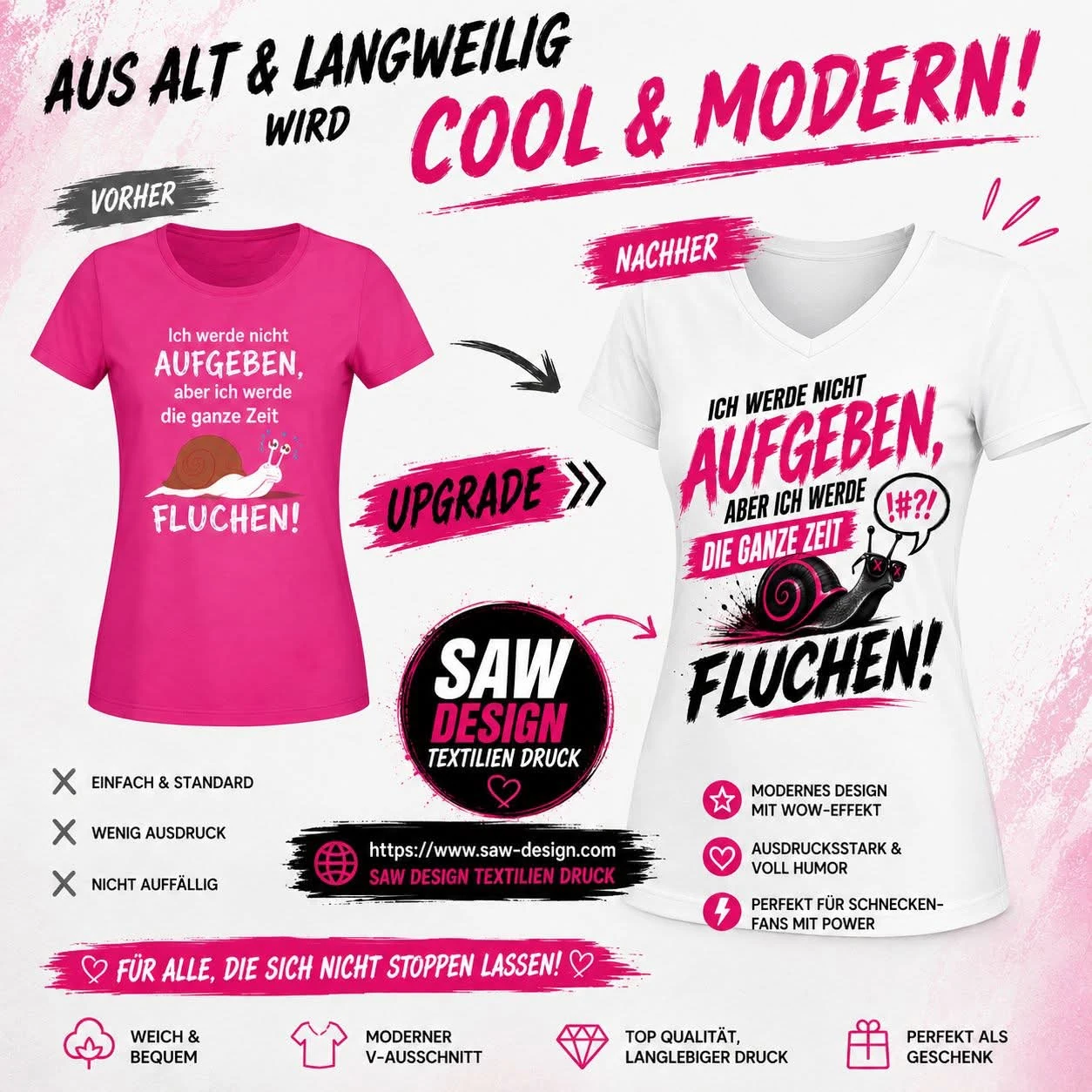 Individueller Textildruck – Vorher / Nachher bei SAW Design